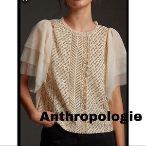 Anthropologie flutter sleeve top